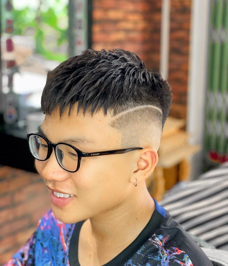 buzz cut tóc nam kẻ vạch 13
