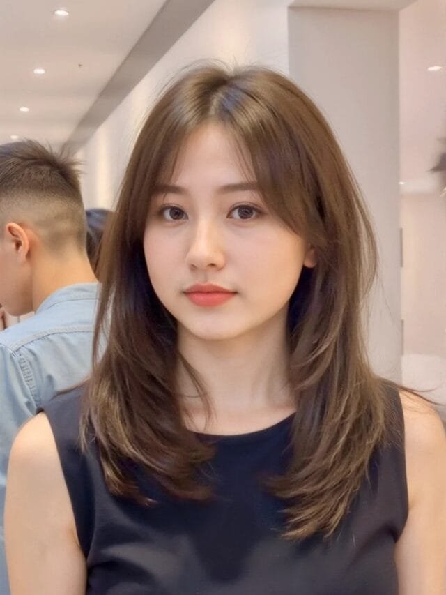 tóc layer nữ mặt tròn 27