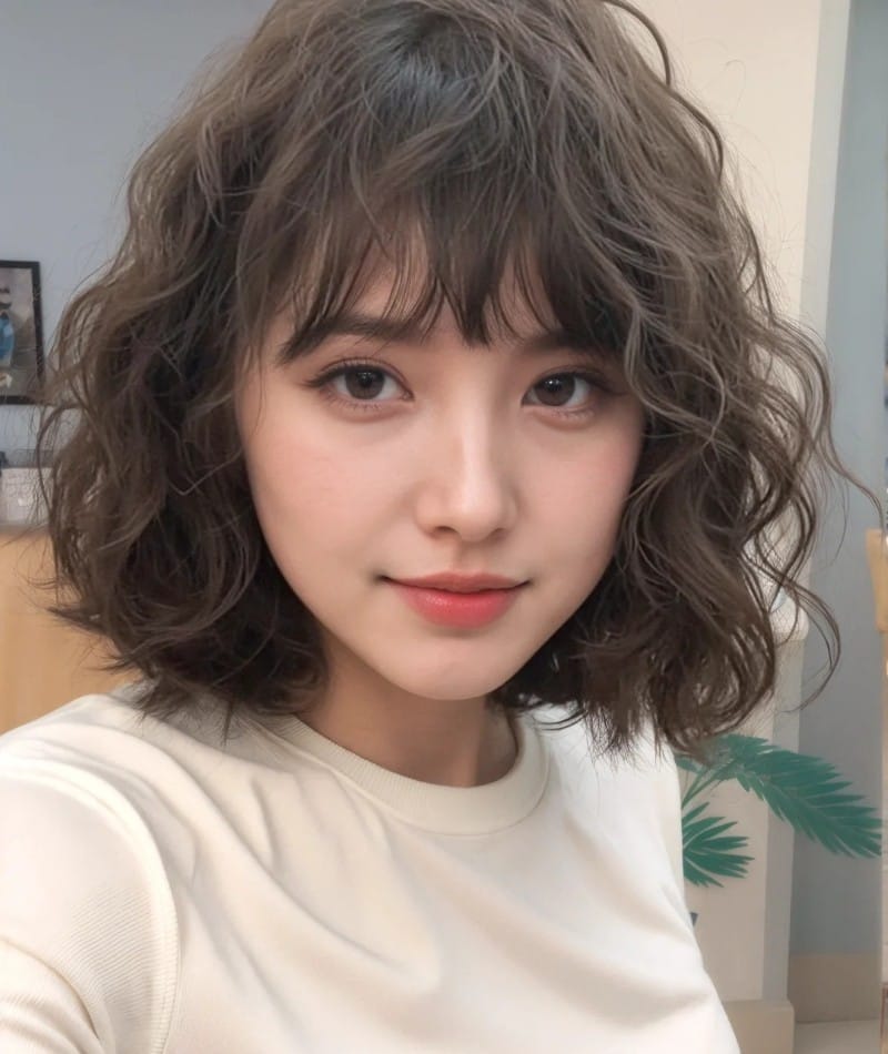 tóc ngắn uốn gợn sóng 6