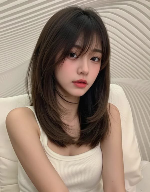 tóc ngang vai layer