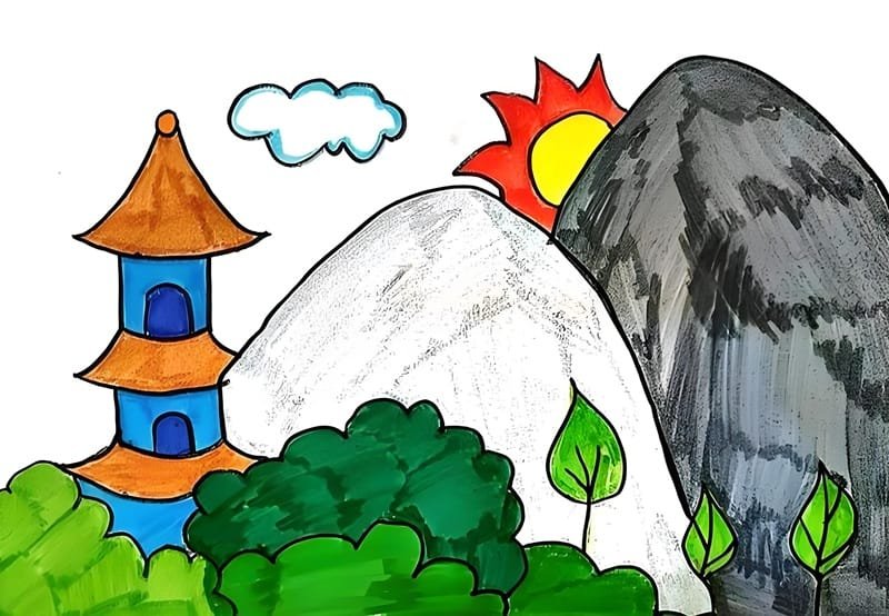 vẽ tranh phong cảnh núi 9