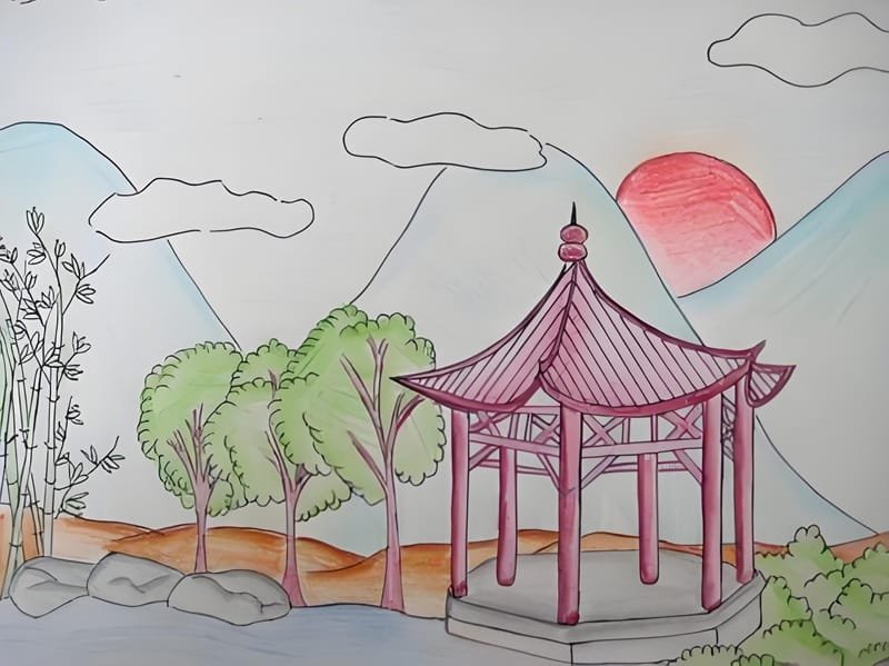 vẽ tranh phong cảnh núi 13