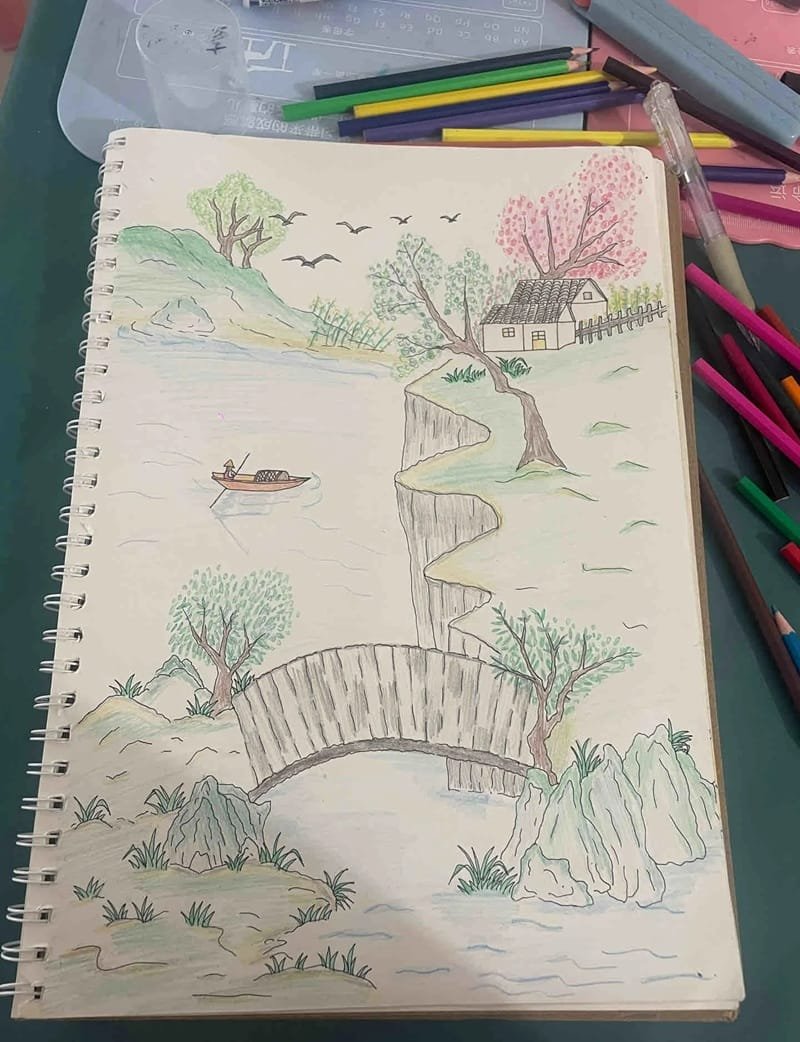 vẽ tranh phong cảnh núi 2