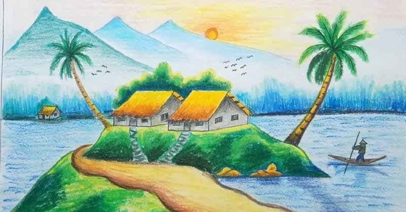 vẽ tranh phong cảnh núi 5