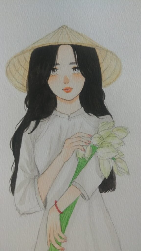 tranh vẽ áo dài 17