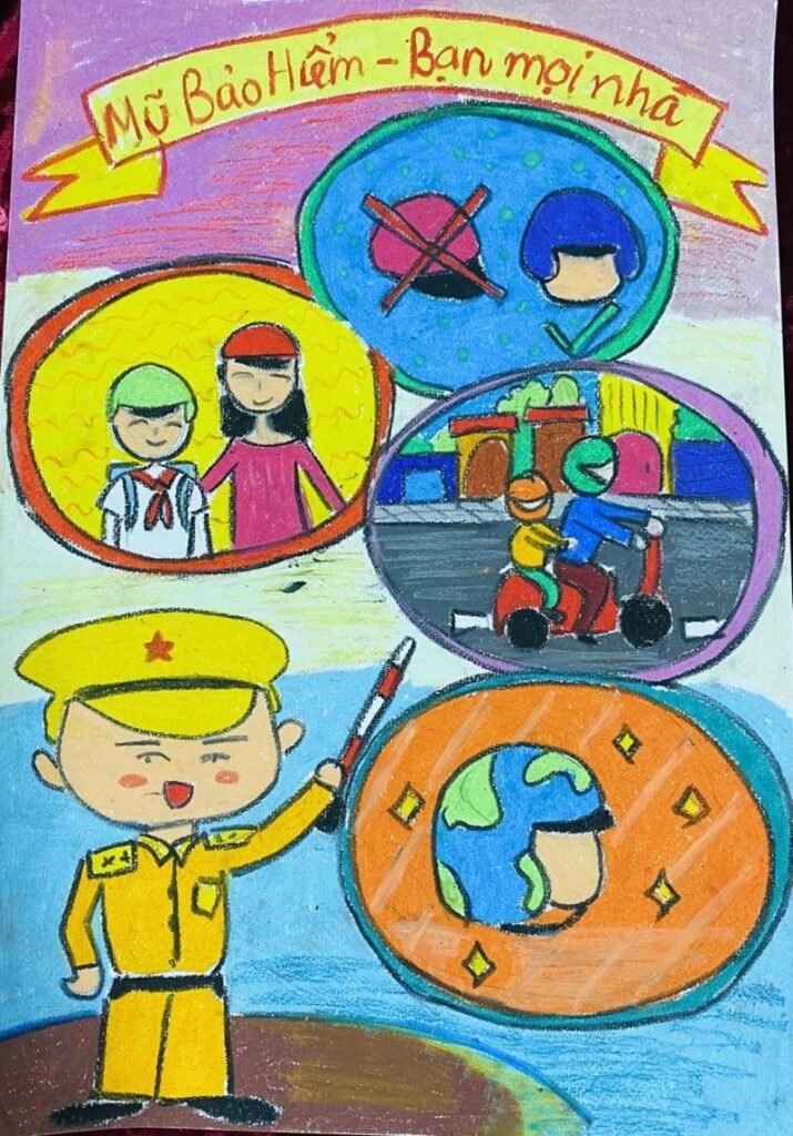 tranh vẽ đội mũ bảo hiểm 33