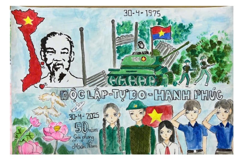 tranh vẽ giải phóng miền nam 30