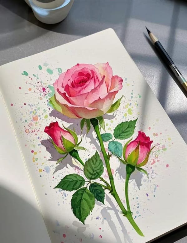 tranh vẽ hoa hồng 20 tranh vẽ hoa hồng 20