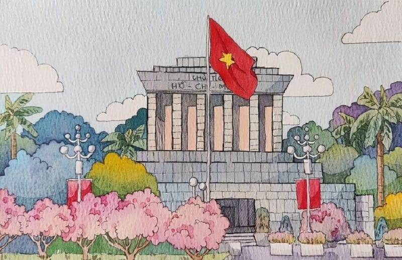 tranh vẽ lăng bác 21