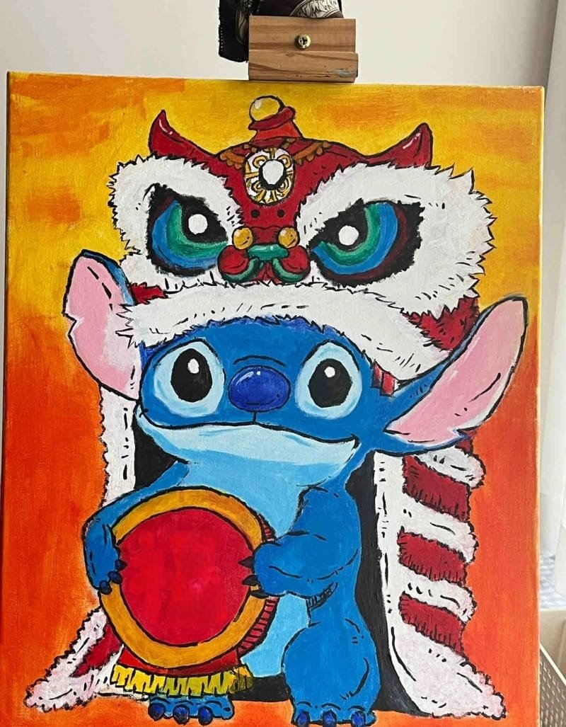 tranh vẽ múa lân trung thu