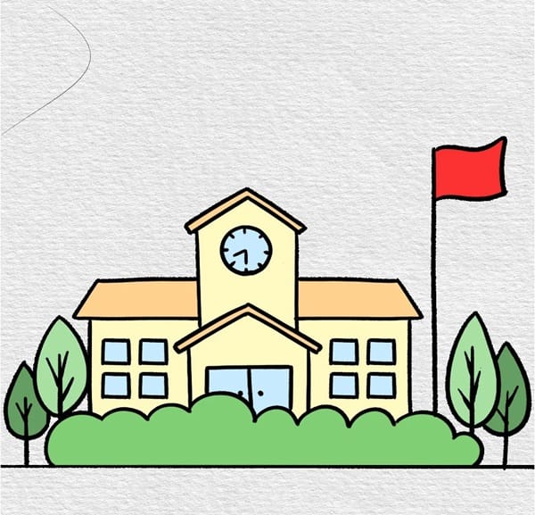 tranh vẽ trường học 10