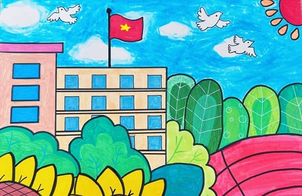 tranh vẽ trường học 14