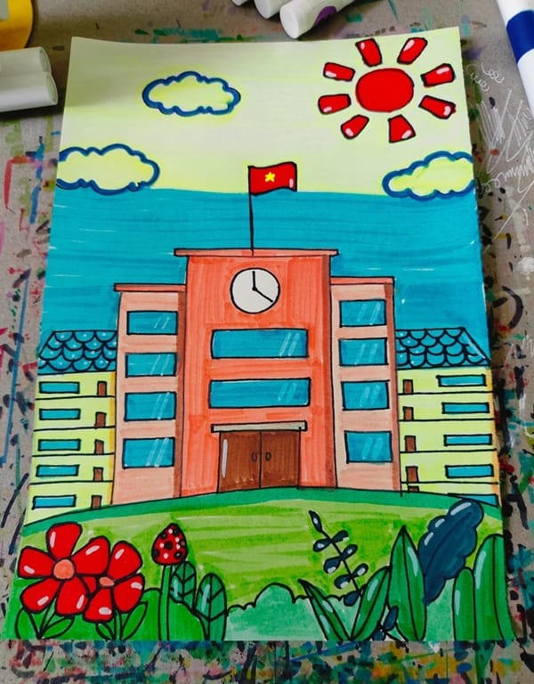 tranh vẽ trường học 27