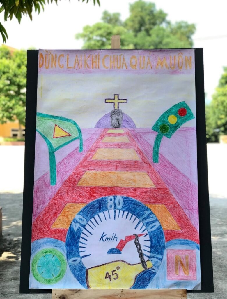 vẽ tranh an toàn giao thông đơn giản nhất