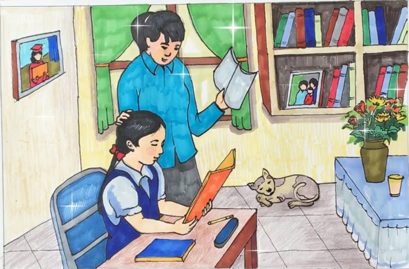 vẽ tranh góc học tập 36 vẽ tranh góc học tập 36