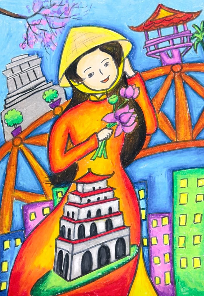 vẽ tranh hà nội trong mắt em 20