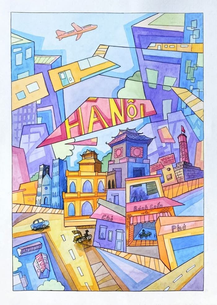vẽ tranh hà nội trong mắt em 6