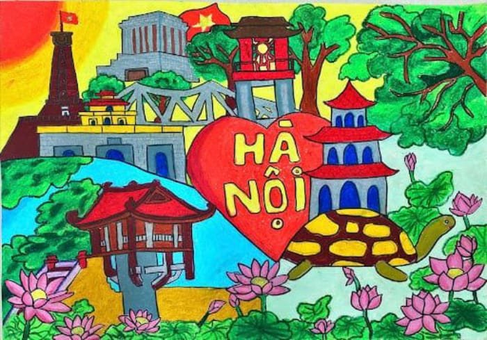 vẽ tranh hà nội trong mắt em 7