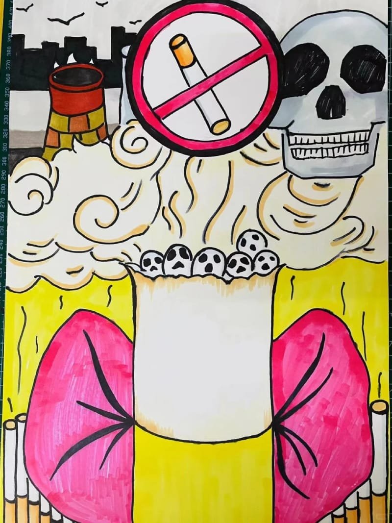 vẽ tranh không hút thuốc lá 11