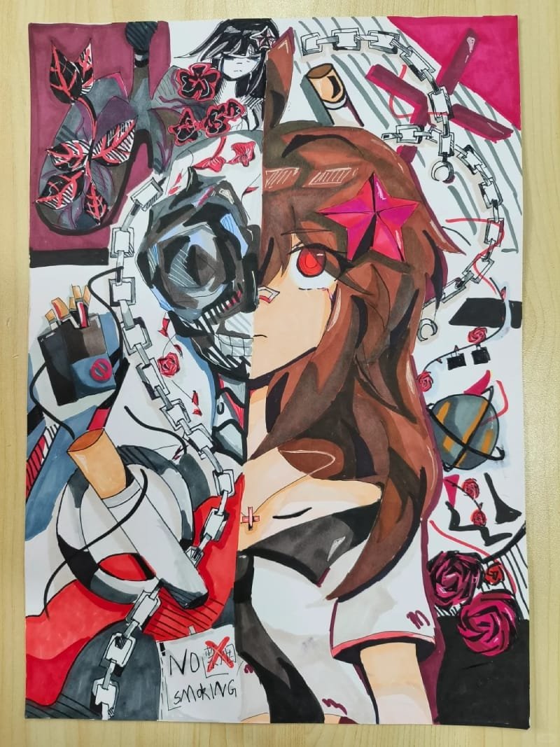 vẽ tranh không hút thuốc lá 12