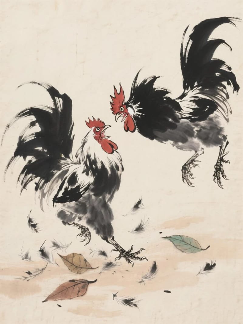 vẽ tranh lễ hội chọi gà 10