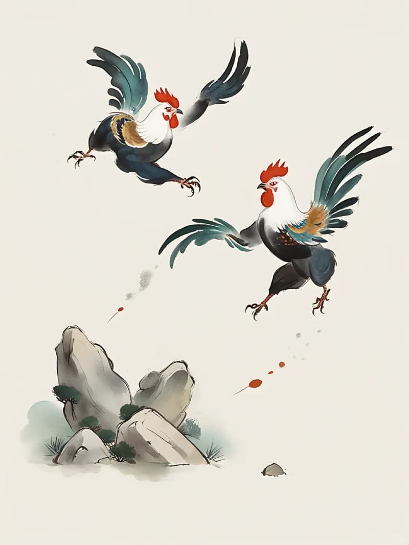 vẽ tranh lễ hội chọi gà 11