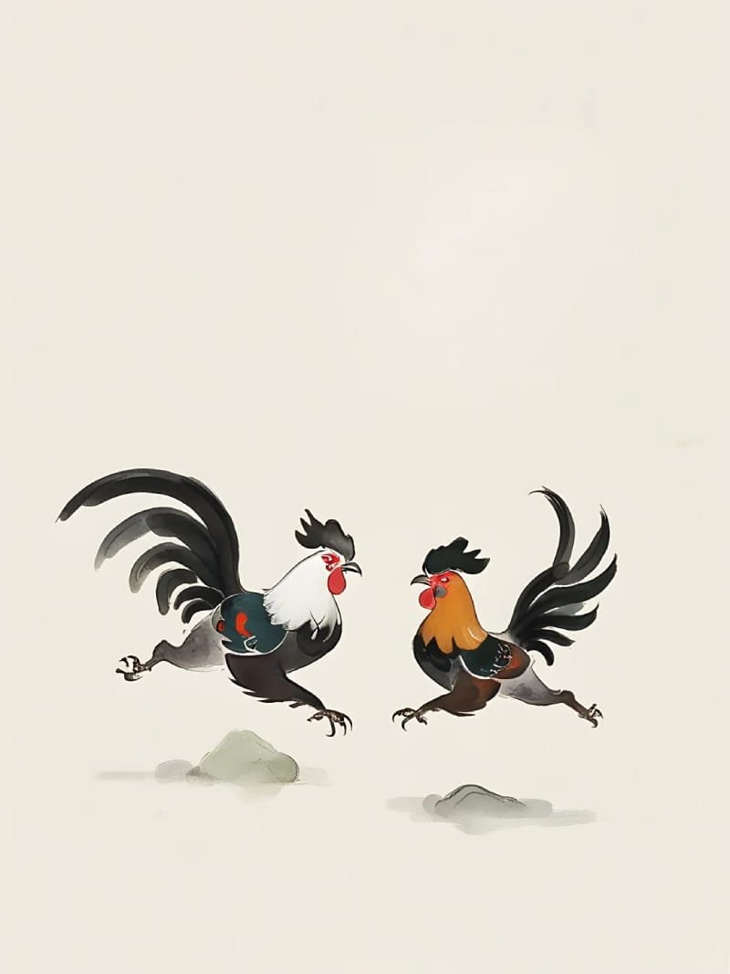 vẽ tranh lễ hội chọi gà 12