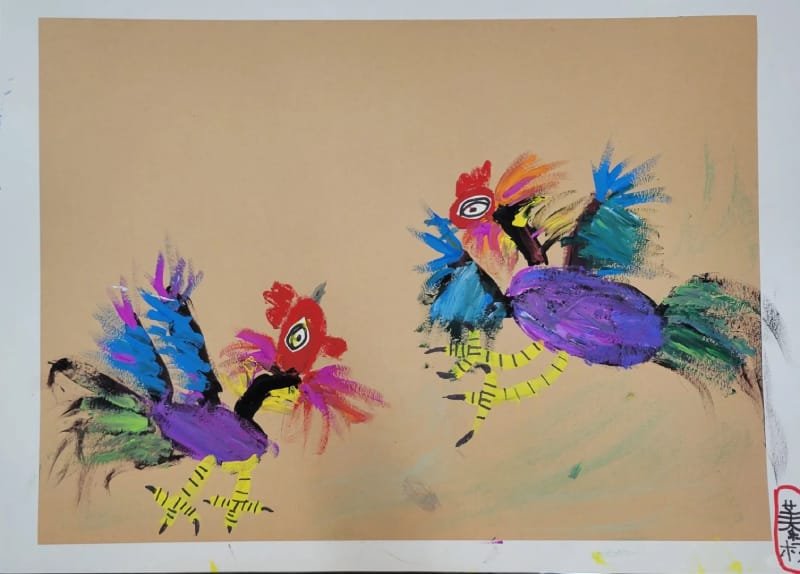 vẽ tranh lễ hội chọi gà 16