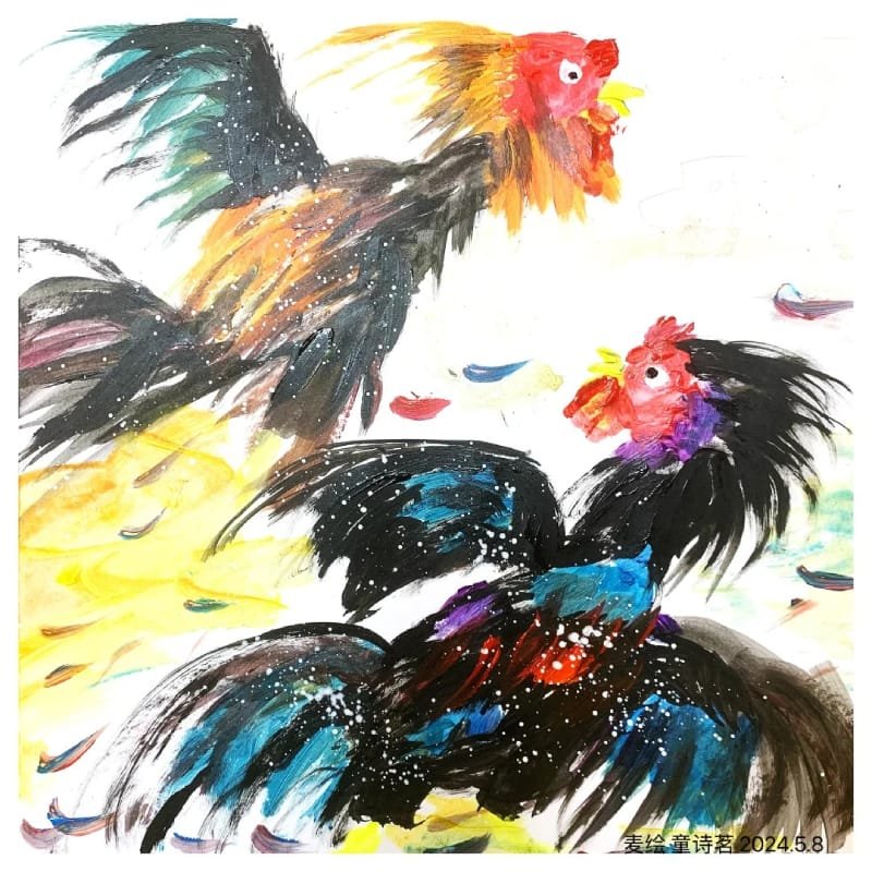 vẽ tranh lễ hội chọi gà 20