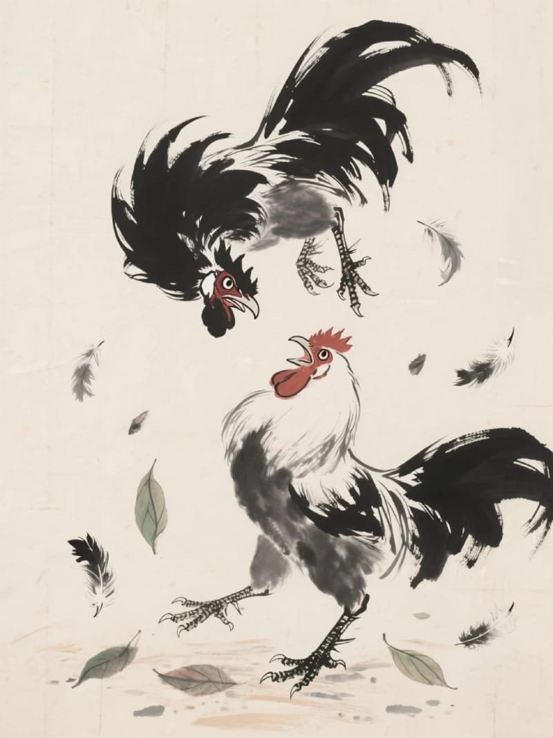 vẽ tranh lễ hội chọi gà 7