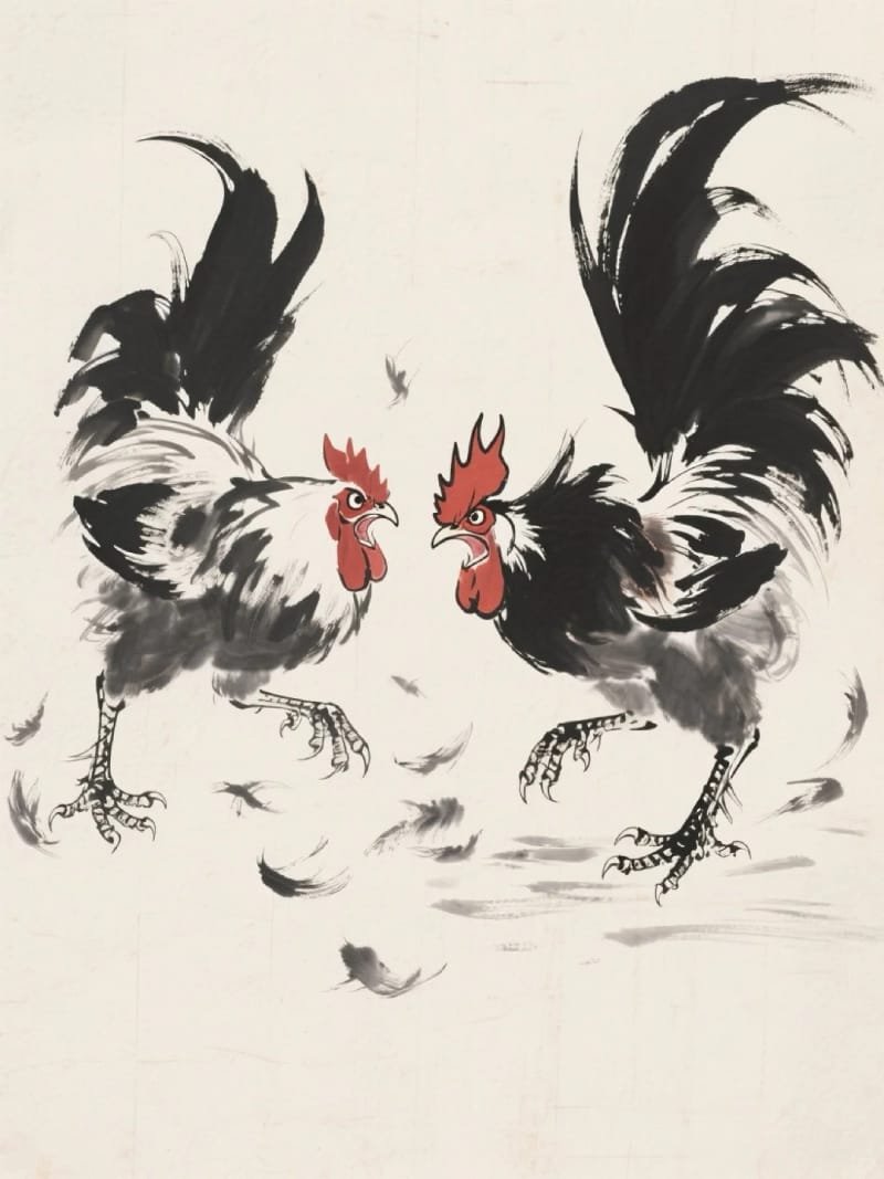 vẽ tranh lễ hội chọi gà 8