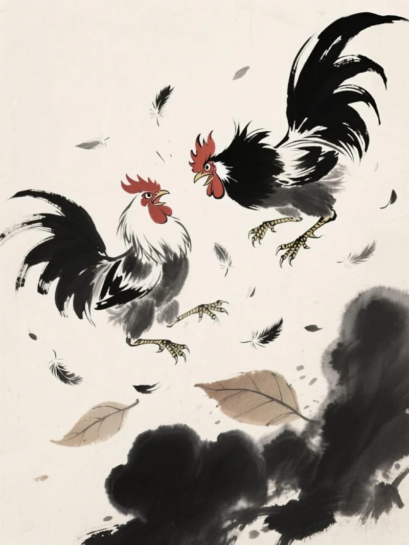 vẽ tranh lễ hội chọi gà 9