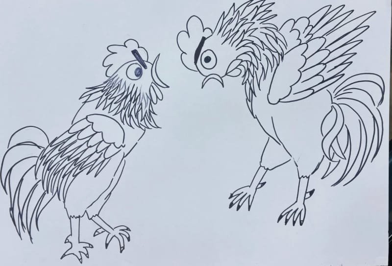 vẽ tranh lễ hội chọi gà