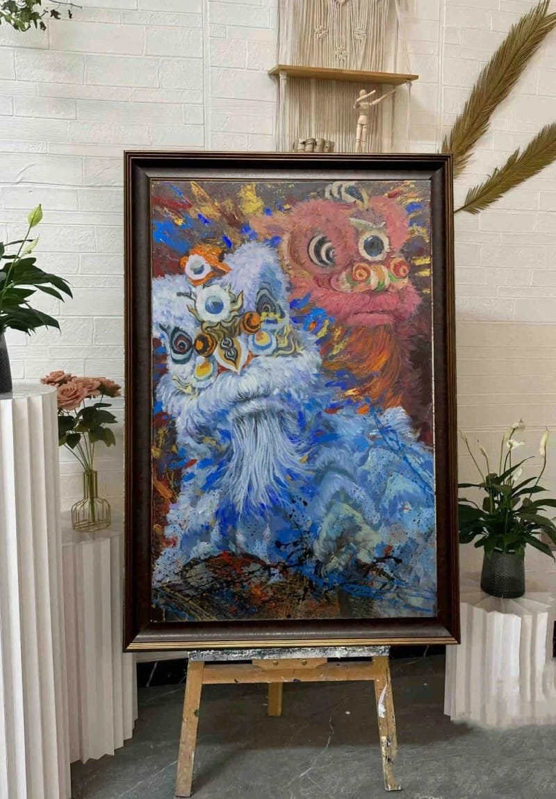 vẽ tranh múa lân ngày tết 12