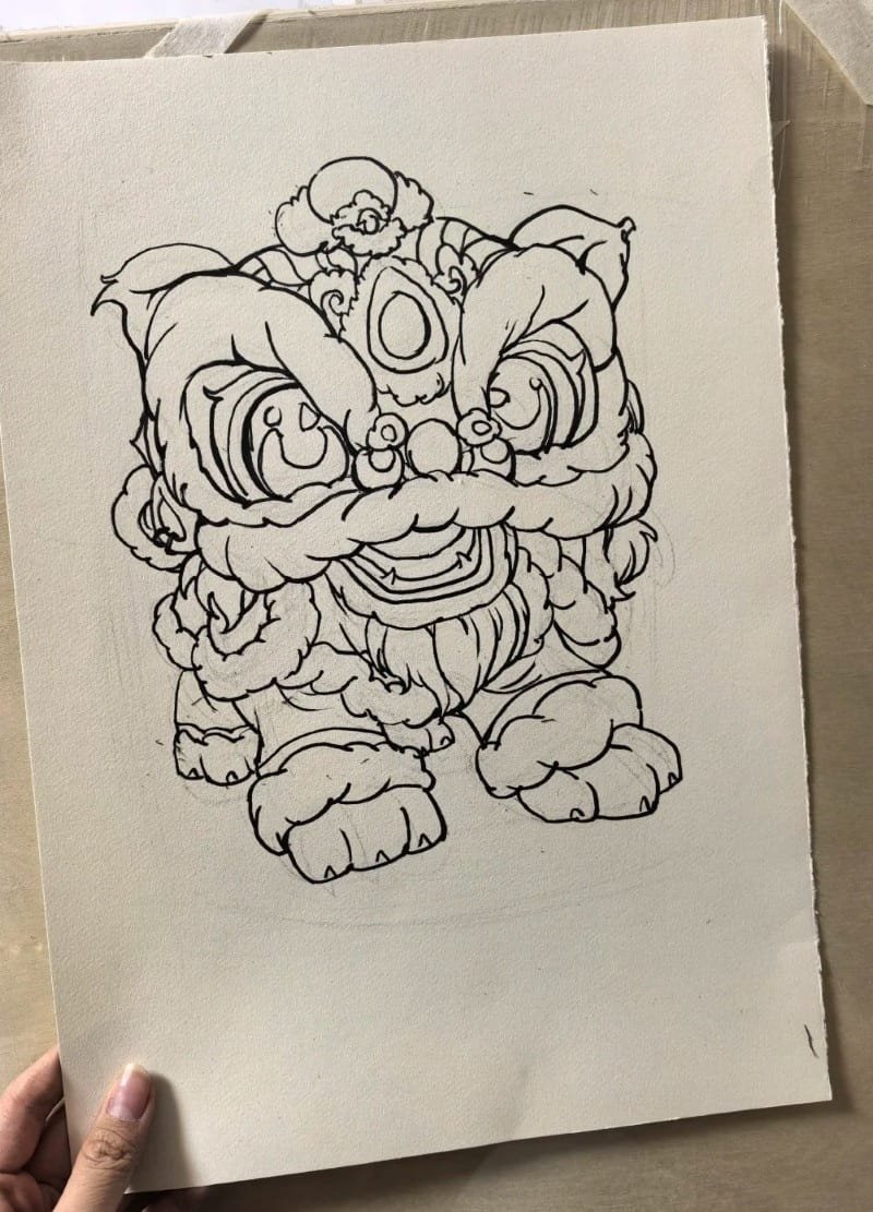 vẽ tranh múa lân ngày tết 13