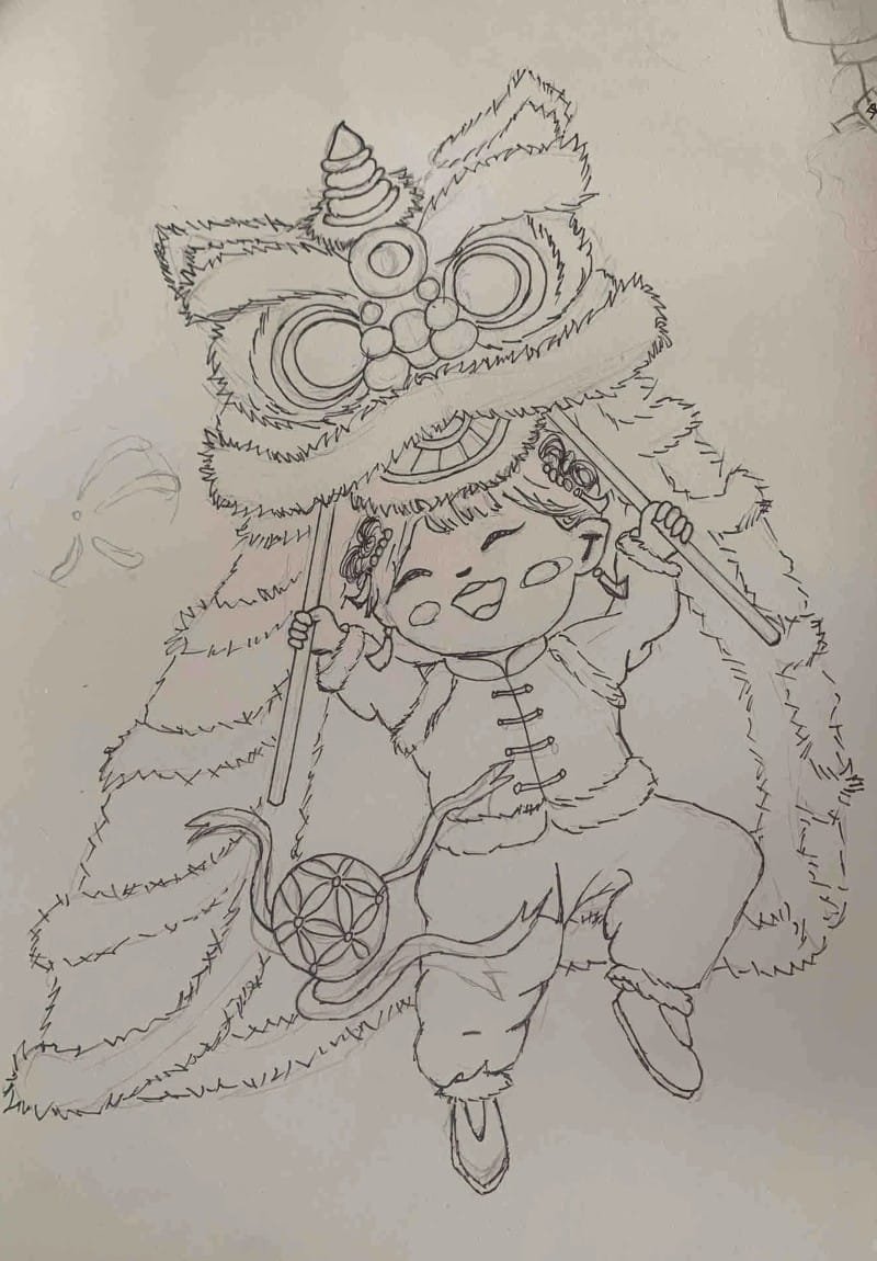 vẽ tranh múa lân ngày tết 15