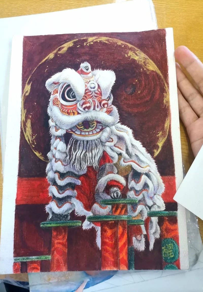 vẽ tranh múa lân ngày tết 17