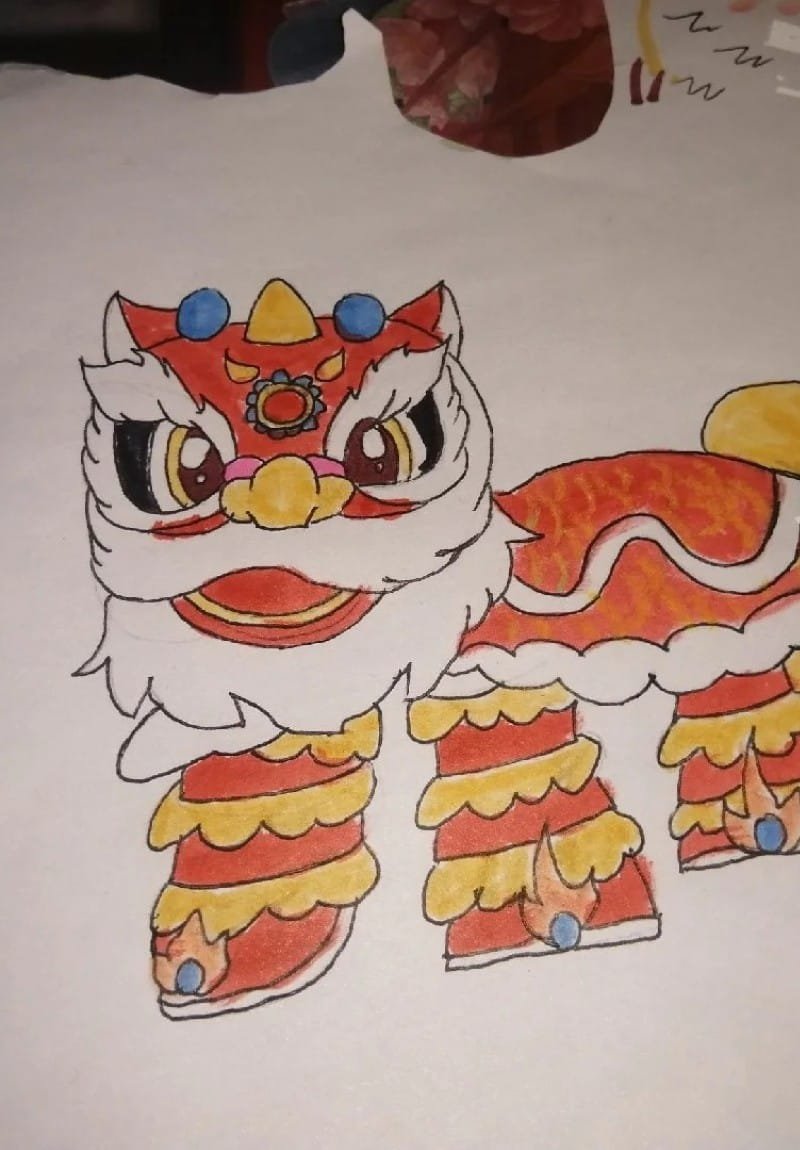 vẽ tranh múa lân ngày tết 19