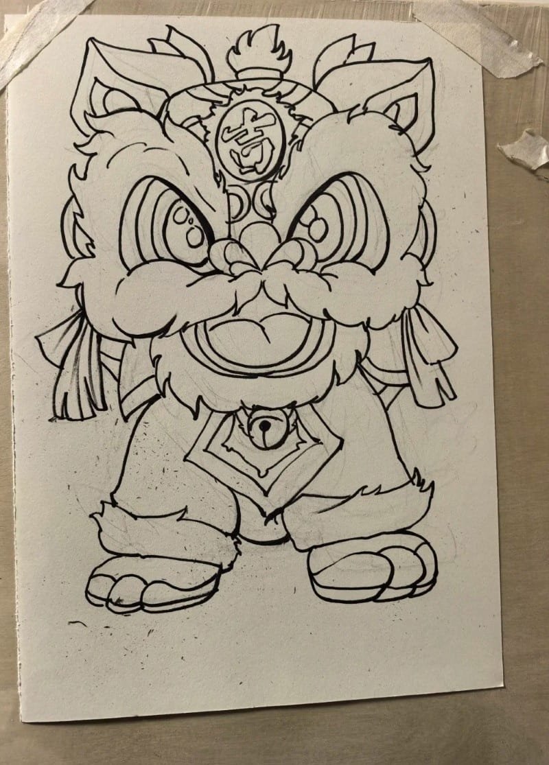 vẽ tranh múa lân ngày tết 24