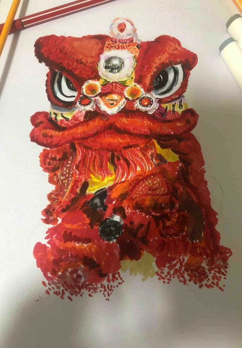 vẽ tranh múa lân ngày tết 27