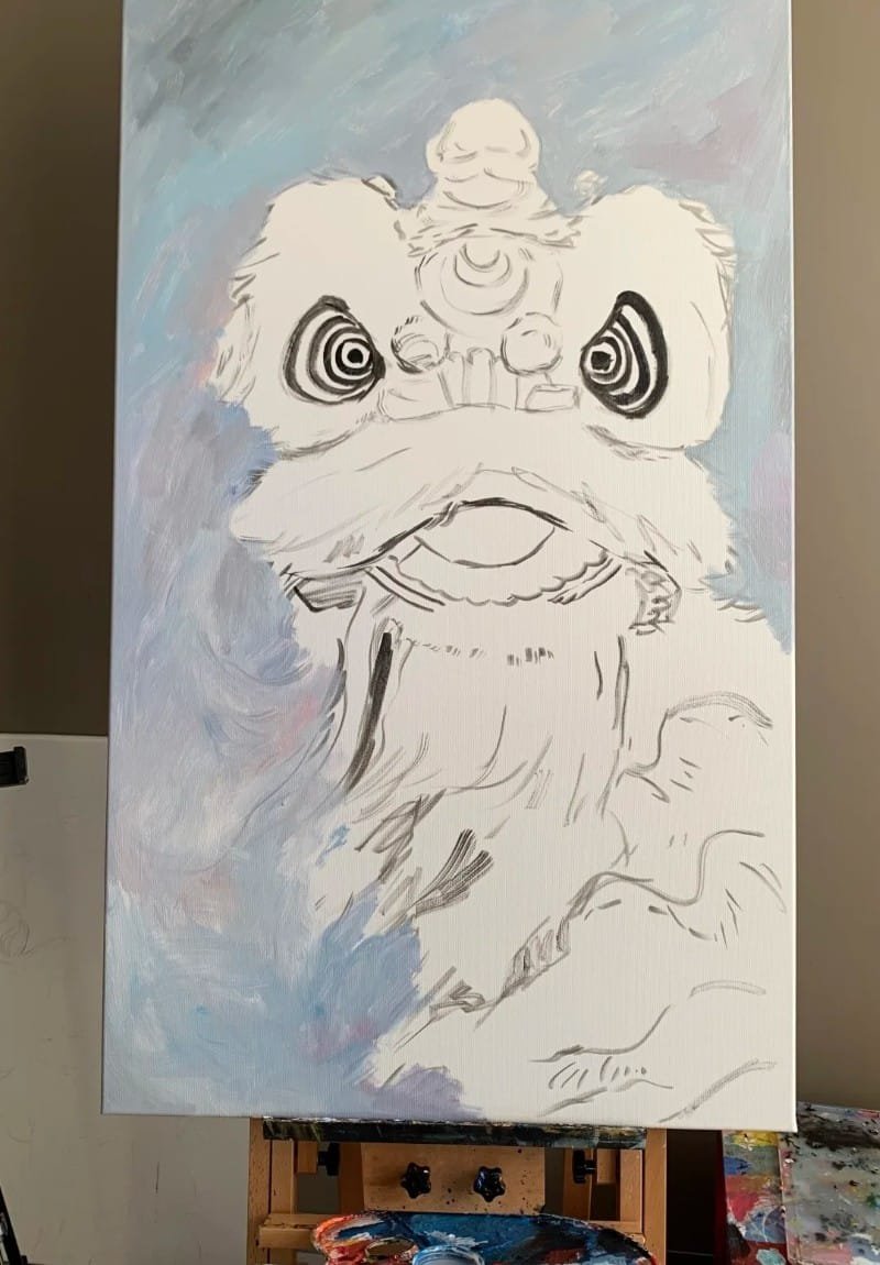 vẽ tranh múa lân ngày tết 29