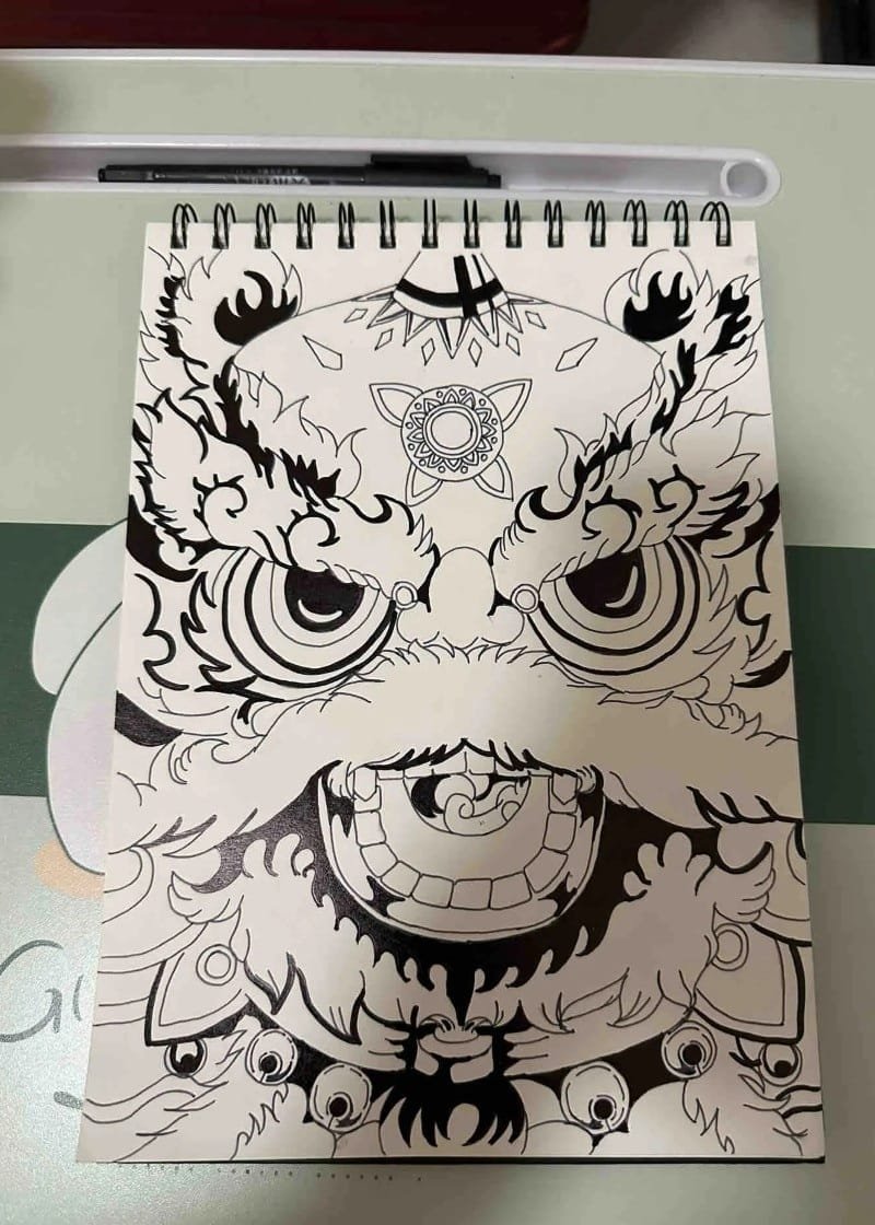 vẽ tranh múa lân ngày tết 3