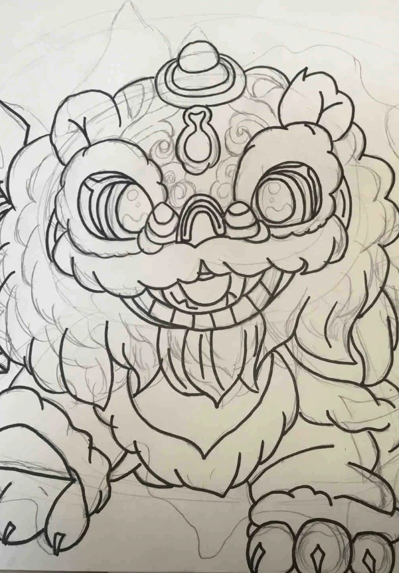 vẽ tranh múa lân ngày tết 31