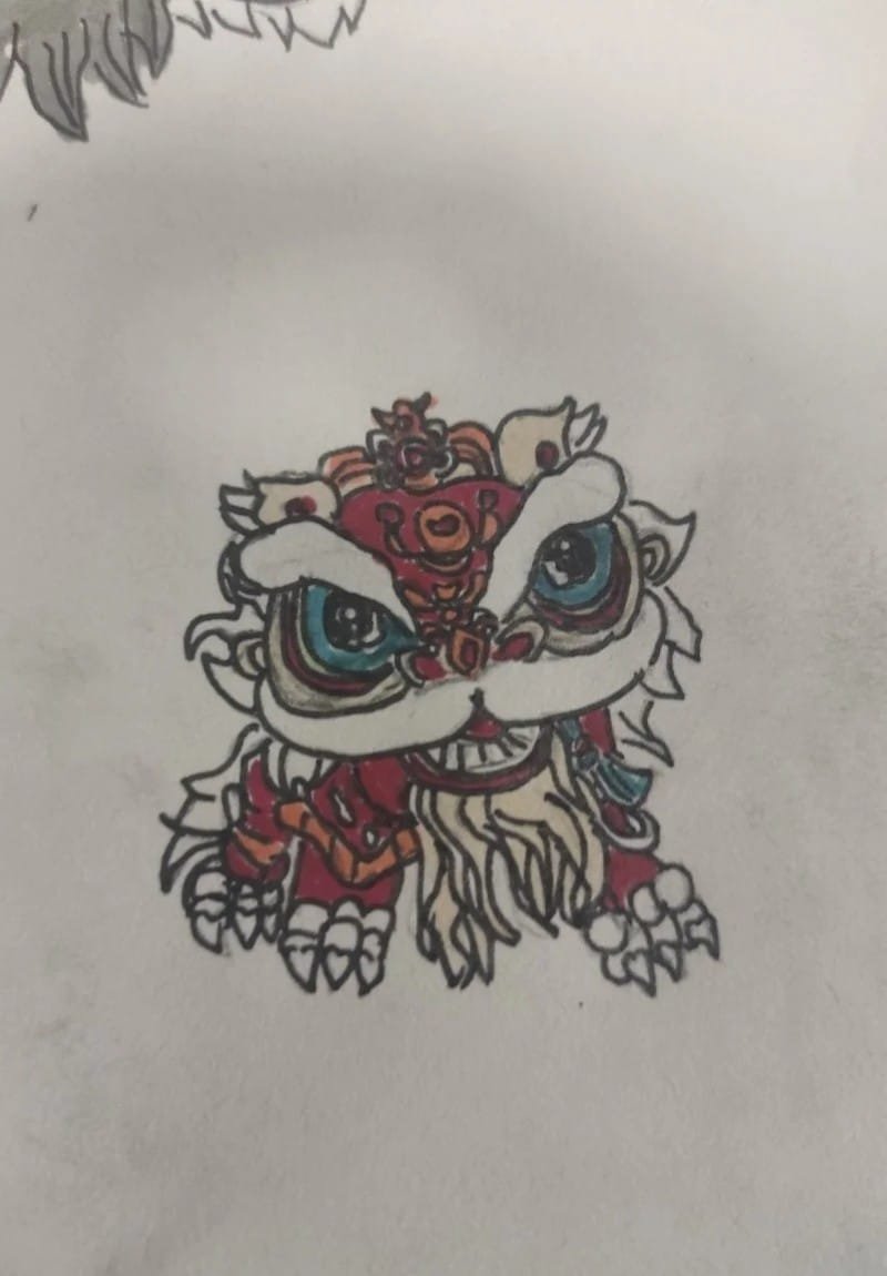 vẽ tranh múa lân ngày tết 32