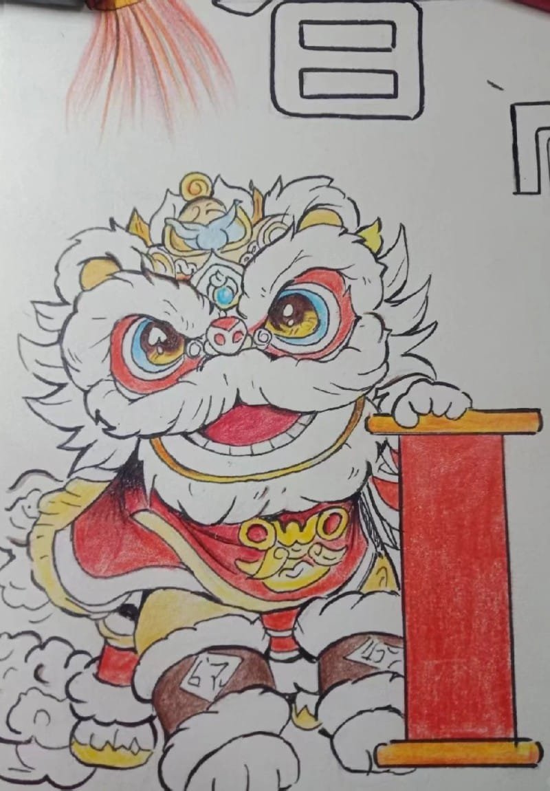 vẽ tranh múa lân ngày tết 35