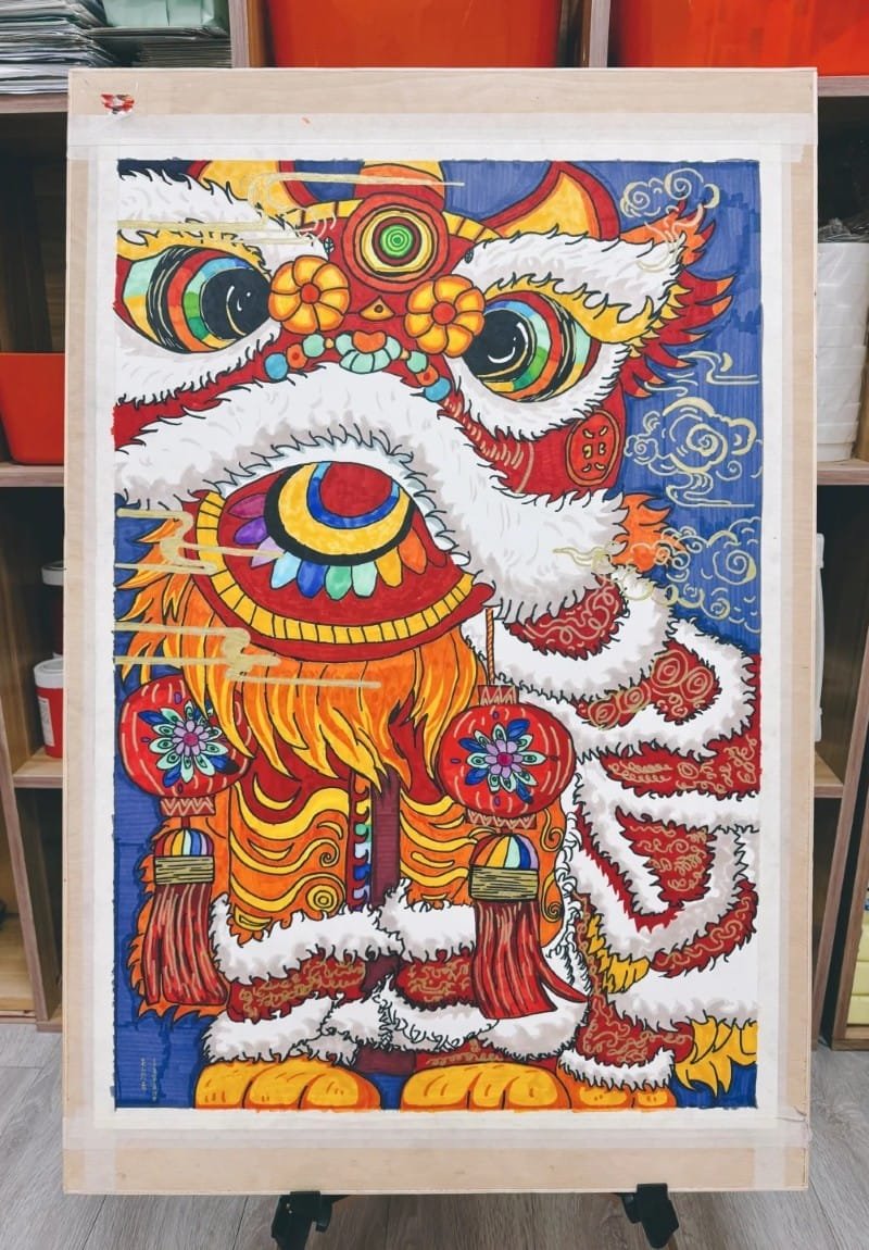 vẽ tranh múa lân ngày tết 37