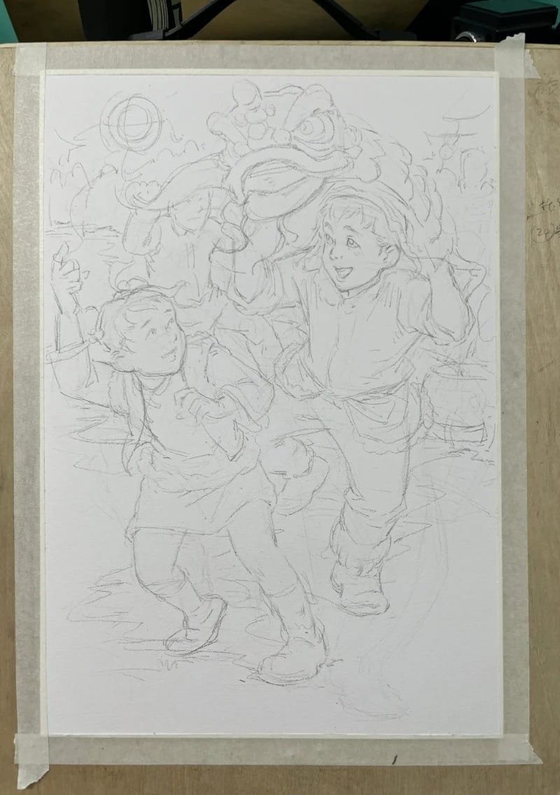 vẽ tranh múa lân ngày tết 40