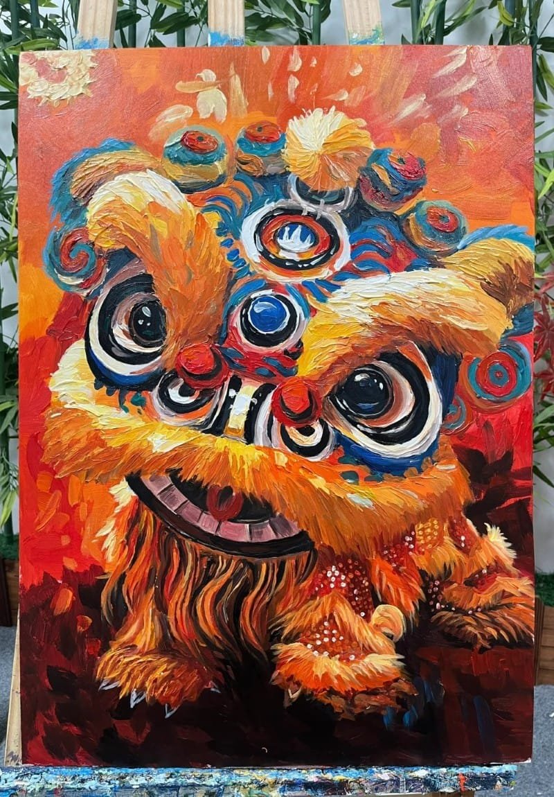 vẽ tranh múa lân ngày tết 6