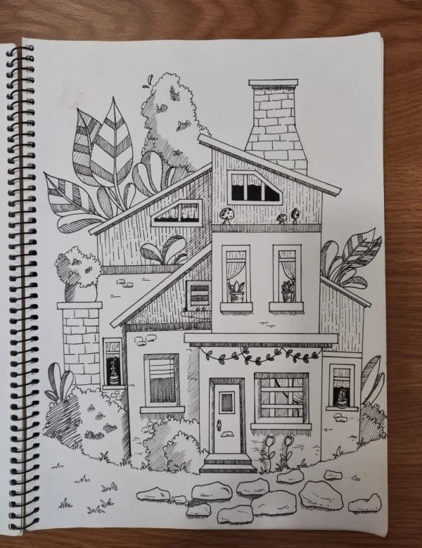 vẽ tranh ngôi nhà 1