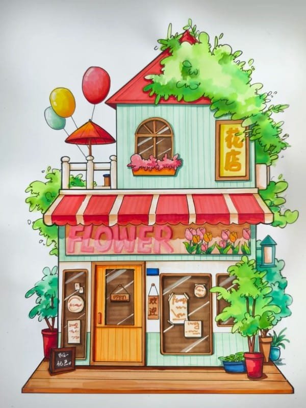 vẽ tranh ngôi nhà 10